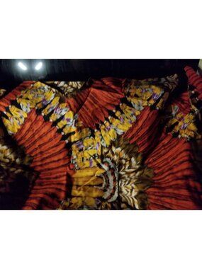 Material Cotton Vintage Alexander Henry Floral Fabric Bold Colors Feathers Red Y